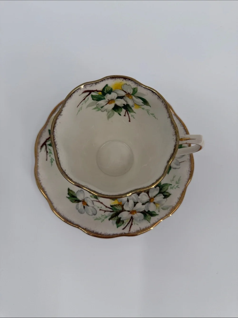 Royal Albert Dogwood Vintage Floral Porcelain Teacup & Saucer Flowers